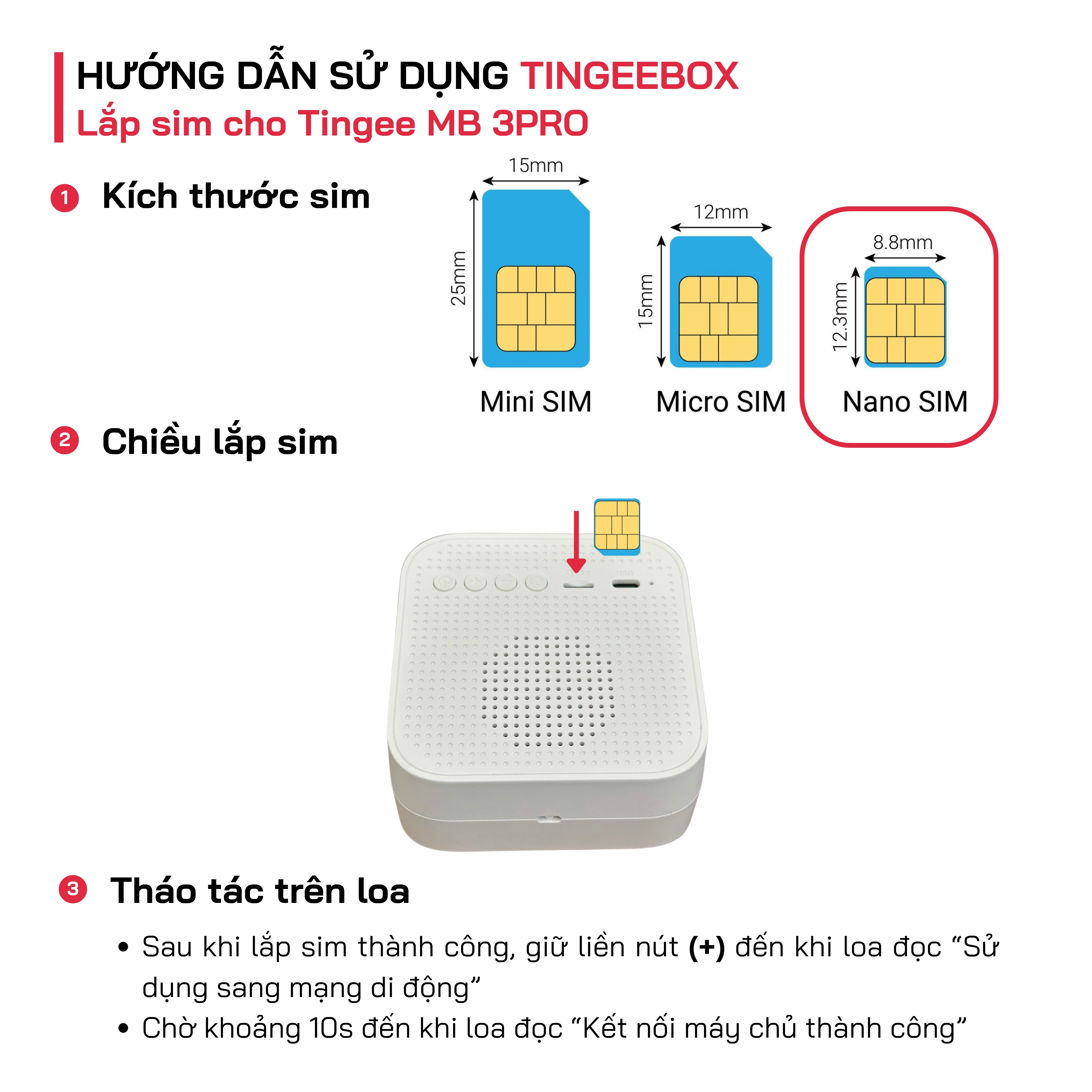 Các bước lắp sim 4G cho loa Tingeebox